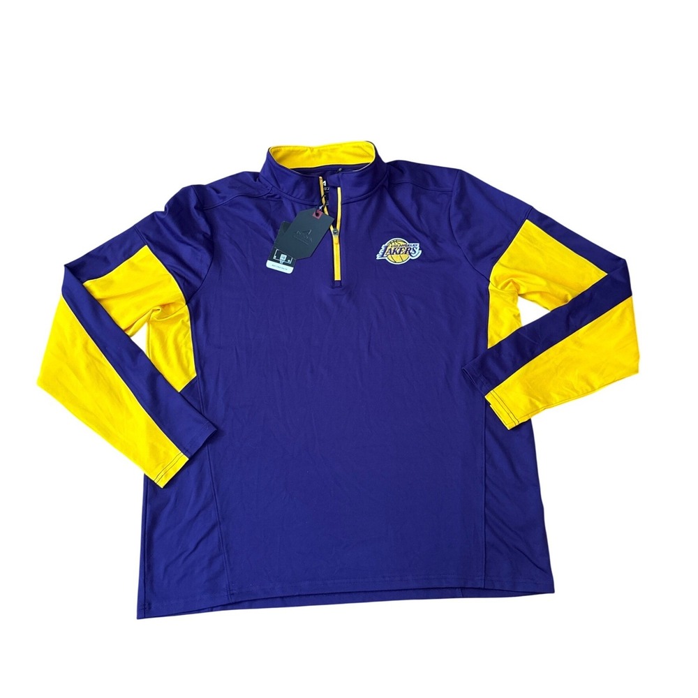 Antigua Los Angeles Lakers Pullover Mens Purple Gold NWT Quarter Zip SIZE XL